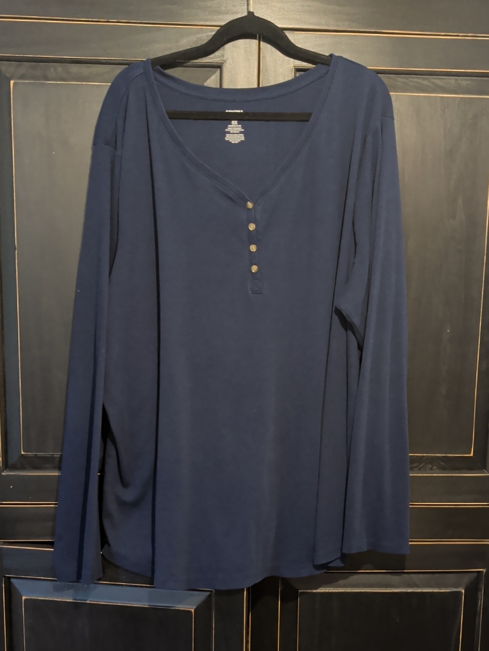 Ribbed Henley, Navy 5x
